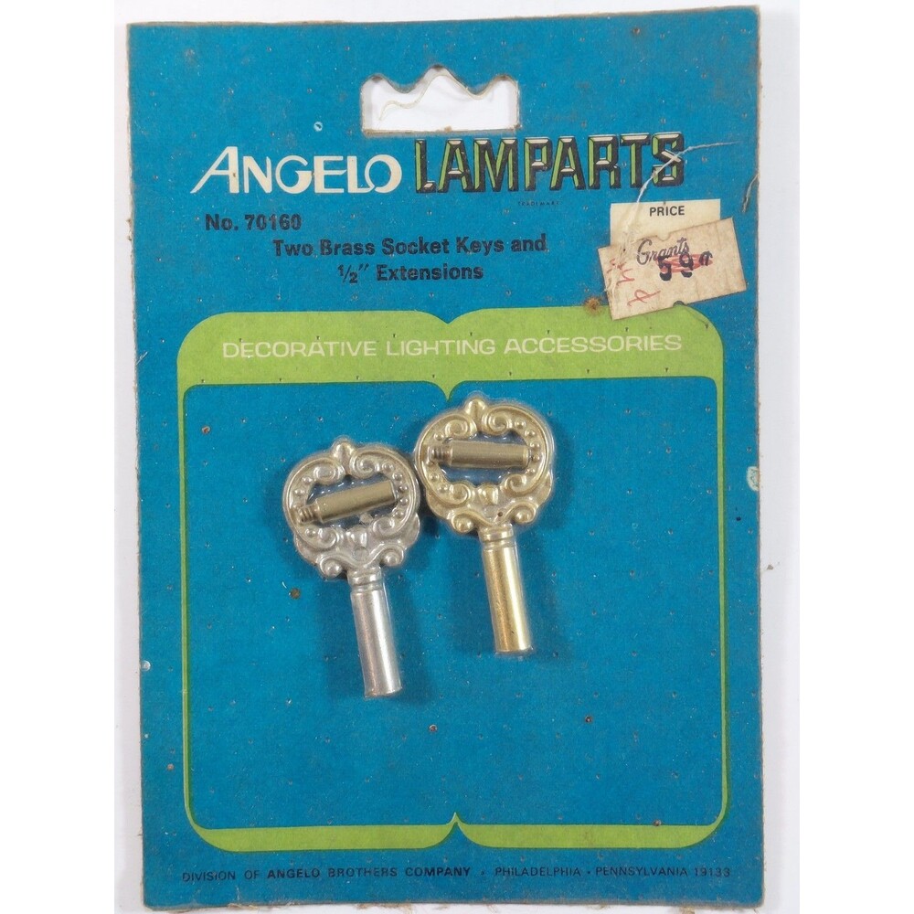 Vintage Angelo Lamparts No. 70160 Brass Socket Keys w/ 1/2" Extensions 1970 NIP